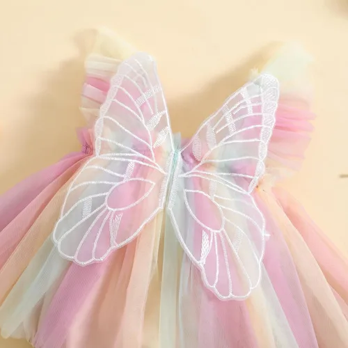 Miniatura 68 de Kaipiclos Mameluco de encaje con volantes de mariposa para bebé recién nacida, overol para sesión de fotos de primer cumpleaños