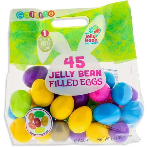 Miniatura 7 de Huevos de Pascua rellenos de caramelo de plástico a granel con gomas de gelatina y calcomanías, rellenos de cesta, bolsa surtida de 45 (bolsa de 45)