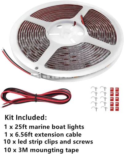 Miniatura 2 de Luces LED de barco de 25 Pies, tira de luces LED de pontón marino impermeable, luz interior de cubierta de barco, accesorios de barcos, iluminación