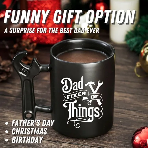 Miniatura 4 de Onebttl Taza de café para regalos de papá con mango de llave, regalos para papá de hija y hijo, taza de cerámica divertida de 13.5oz para papá