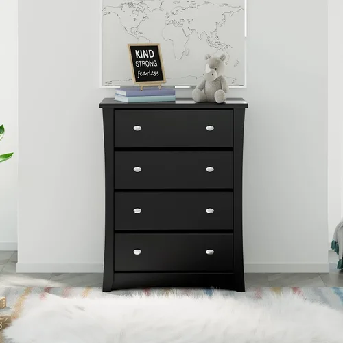 Miniatura 2 de Storkcraft Crescent - Cómoda de 4 cajones (negro) - Certificado GREENGUARD Gold, cómoda fácil de combinar para guardería y dormitorio de niños