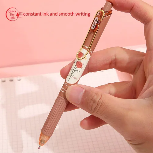 Miniatura 2 de Bolígrafos de secado rápido, lápices de bola kawaii, bolígrafo de gel retráctil, tinta negra de punta fina de 0.5 mm de escritura suave