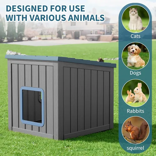 Miniatura 3 de NUNU LAB Caja de arena para gatos, casa para gatos al aire libre, resistente a la intemperie y a los rayos UV, refugio de material PP con techo