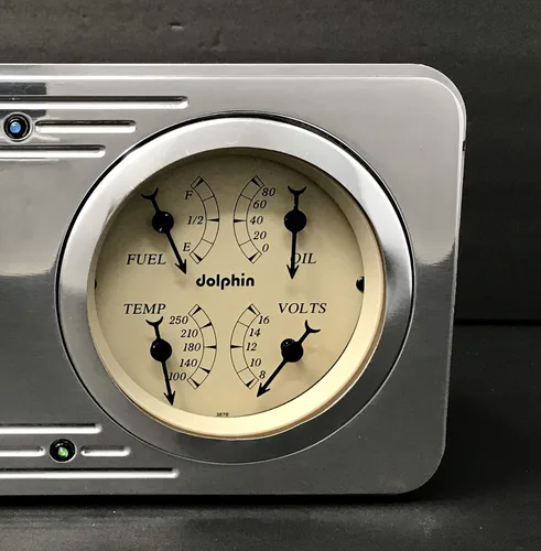 Miniatura 3 de 1946 Willys 2 Gauge Dash Panel Inserto 3 3/8" Quad Style Programable Tan