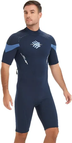 Trajes de neopreno para hombre, 0.118 in con cremallera trasera de neopreno, trajes de buceo para buceo, esnórquel, surf, natación Azul