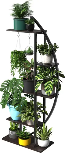 Miniatura 7 de GDLF Soporte alto para plantas, estante grande para plantas de interior, 71 pulgadas, estante de metal con gancho para colgar, diseño más alto