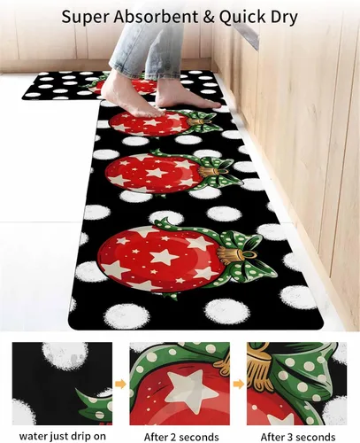 Miniatura 4 de Tapete de baño de Navidad con luces rojas para bañera, antideslizante, de secado rápido y absorbente, tierra de diatomeas, ducha, fregadero