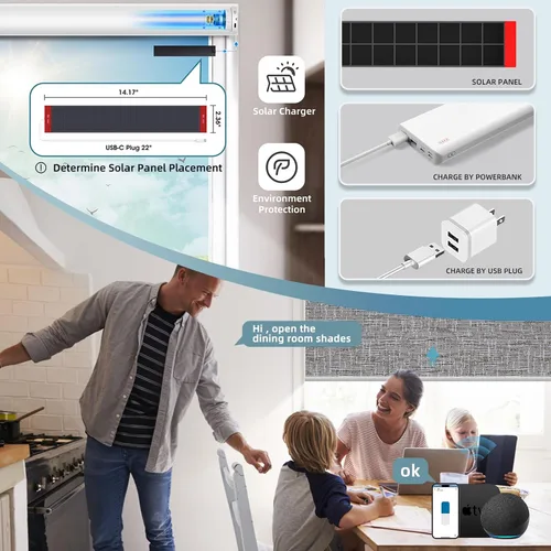Miniatura 2 de SmartWings Persianas Motorizadas con Sombras para Ventana Control Remoto Funciona con Thread Apple Homekit Z-Wave Alexa 100% Blackout de Doble Cara