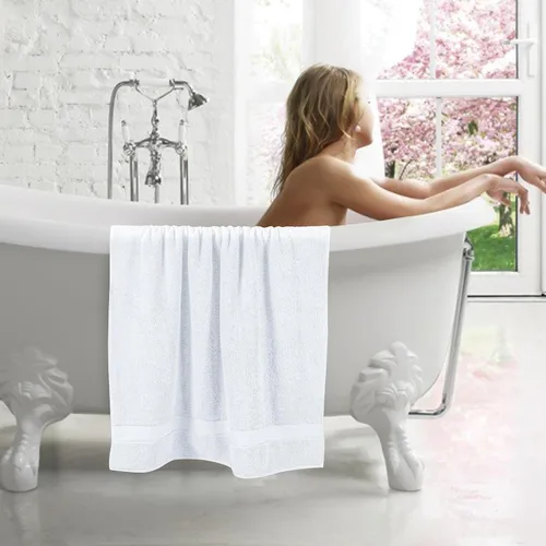 Miniatura 4 de GLAMBURG Juego de 2 Sábanas de Baño Extra Grandes de Algodón Premium de 700 GSM - 100% Algodón Peinado - 2 Sábanas de Baño de 35x70 pulgadas - Blanco