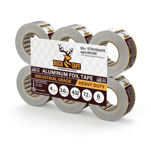 Miniatura 17 de Cinta de aluminio de hoja de lata BUCK – 3 pulgadas x 216 pies (72 yardas), 3.6 mil – Cinta para HVAC para conductos, AC, ventilaciones de secadora