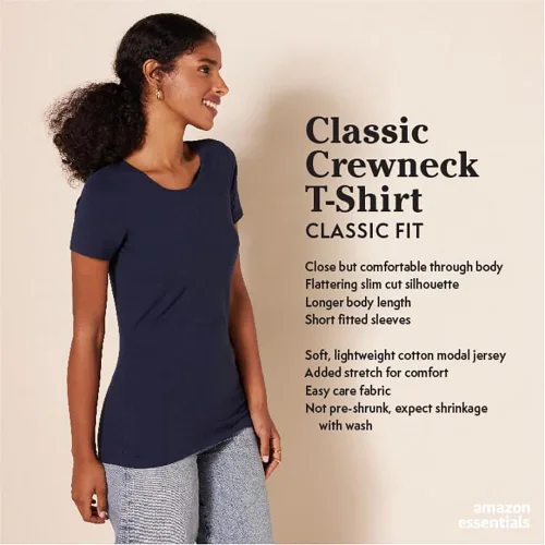 Miniatura 2 de Tienda Essentials Women's Regular-Fit Short-Sleeve T-Shirt (Crewneck and V-Neck Options), Multipacks