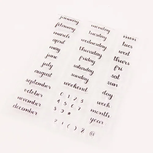 Miniatura 5 de Calendario de etiquetas de clima, patrón transparente, sellos de silicona para saludos, palabras de saludo de diario, sellos transparentes