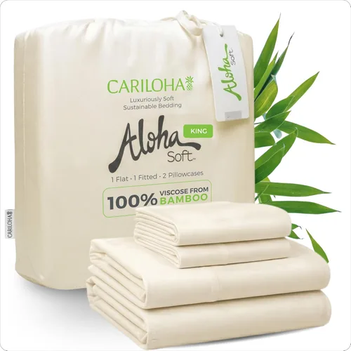 Miniatura 29 de Cariloha Aloha Soft - Juego de sábanas suaves de 4 piezas Gris Sombra King Hecho de 100% viscosa derivada de bambú Línea de sábanas Sombra