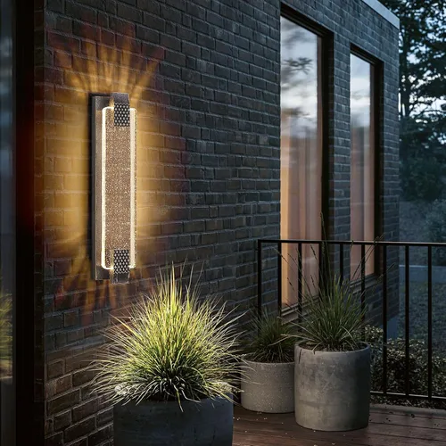 Miniatura 13 de camuucci Luz para exteriores del anochecer al amanecer, luces LED de porche de 15.7 pulgadas para exteriores, impermeable, moderno, soporte de pared