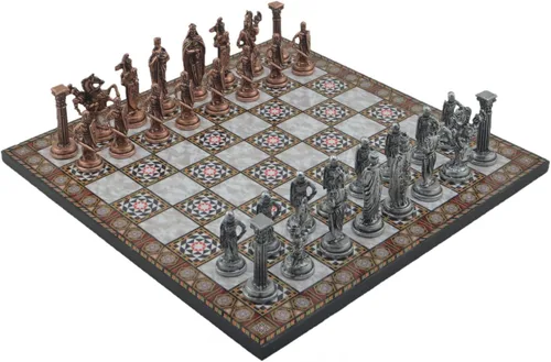 Juego de ajedrez de metal para adultos, cobre antiguo del ejército británico real, piezas hechas a mano y diferentes diseños, tablero de ajedrez de
