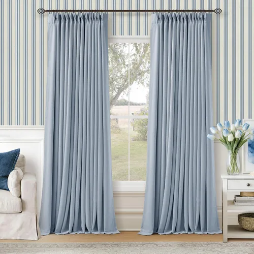 Miniatura 109 de Juego de 2 paneles de cortinas plisadas negras de 80 pulgadas para sala de estar, cortinas plisadas de lino con forro de 80 pulgadas de largo, 100%