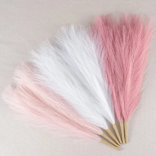 Miniatura 11 de Hierba de pampa sintética decorativa, 18 pulgadas/45 cm, hierba artificial de pampas esponjosa, arreglo floral pomposo de 6 tallos para decoración