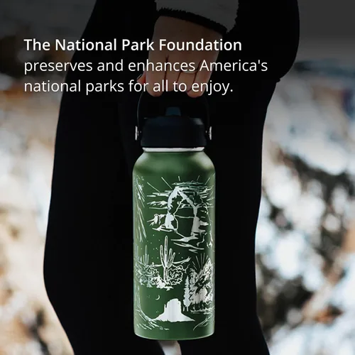 Miniatura 3 de National Parks - Botella de agua con tapa con pajilla, acero inoxidable grabado de 32 onzas, aislada con correa, temática de parques nacionales