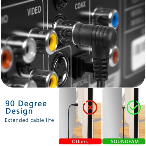 Miniatura 3 de Cable divisor RCA Y, 2 unidades de cable adaptador de audio estéreo RCA de 90 grados, 1 macho a 2 hembras, 9.8 in