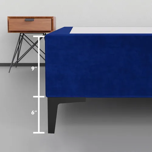 Miniatura 5 de Greaton, Cama de plataforma de madera de terciopelo de alta calidad de 15 pulgadas, duradera, elegante, opciones de multicolor, no necesita somier