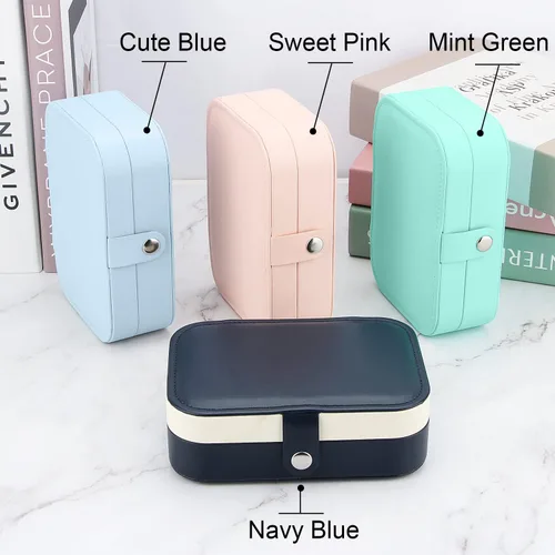 Miniatura 6 de Desing Wish Joyero de viaje, organizador de viaje para joyas pequeñas, cajas de joyería portátil de piel sintética, caja de almacenamiento