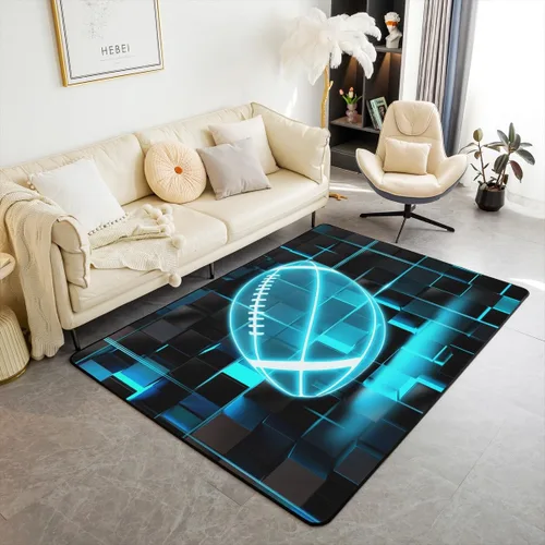 Miniatura 21 de Erosebridal Tapete de fútbol para interiores de 3 x 5 pulgadas, alfombra de fútbol neón para niños, adolescentes, hombres, brillantes, geométricas