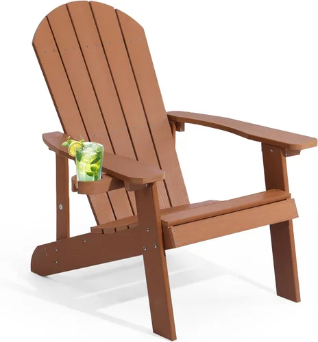 Miniatura 24 de Silla Adirondack, sillas de plástico resistentes a todo tipo de clima, con soporte para tazas, 5 pasos fáciles de instalar, sillas de exterior