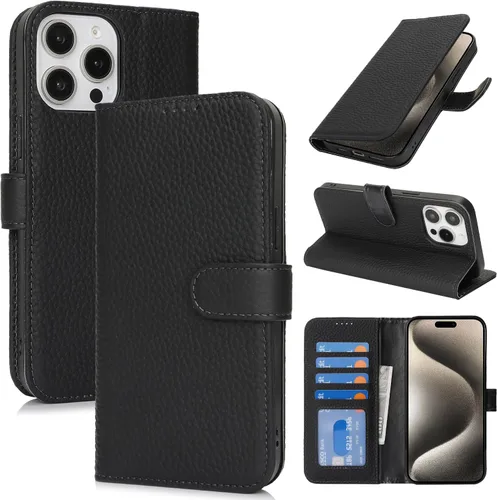 Miniatura 176 de Zouzt Funda para iPhone 11 de 6.1 pulgadas de piel auténtica con 4 ranuras para tarjetas, tarjetero con bloqueo RFID, tapa magnética, función atril