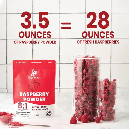 Miniatura 4 de Jungle Powders Superfood - Paquete de polvo de frutas de frambuesa y arándano silvestre, 100% liofilizado, extracto de frambuesa apto para veganos