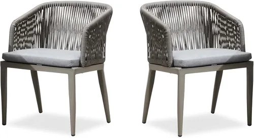 Miniatura 10 de PURPLE LEAF Silla de comedor al aire libre, 2 piezas, para todo tipo de clima, mimbre de mimbre, marco de aluminio, silla de comedor para patio