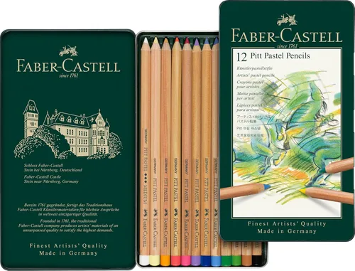 Miniatura 2 de Faber-Castel FC112112 Pitt - Lápices de colores pastel en una lata de metal (paquete de 12), surtido