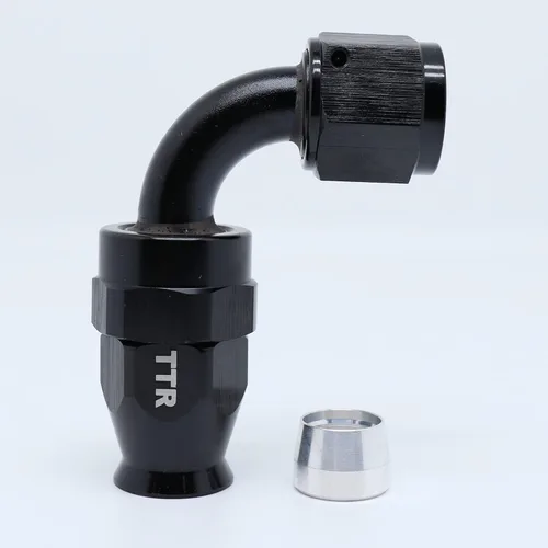 Miniatura 6 de AN-6 6AN AN6 45 grados PTFE reutilizable giratorio montaje manguera extremo A negro 80-045-06BK