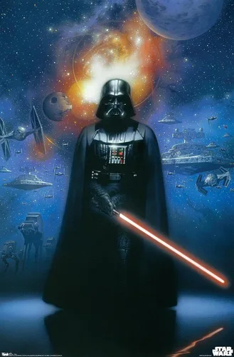 Miniatura 13 de Trends International Star Wars: Saga - Póster de pared de Vader in Space, 14.725 x 22.375 pulgadas, versión enmarcada de madera de granero