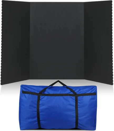 Paterr Tablero de póster triple con bolsa de almacenamiento, tela de gancho y bucle, tablero de presentación plegable de 3 paneles para ferias de