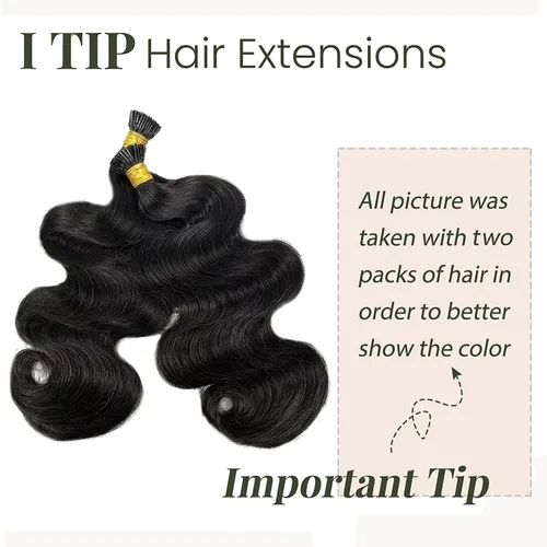 Miniatura 2 de Extensiones de cabello humano ondulado con punta I para mujer, extensiones de cabello Remy con punta de palo de fusión fría, pegamento de queratina