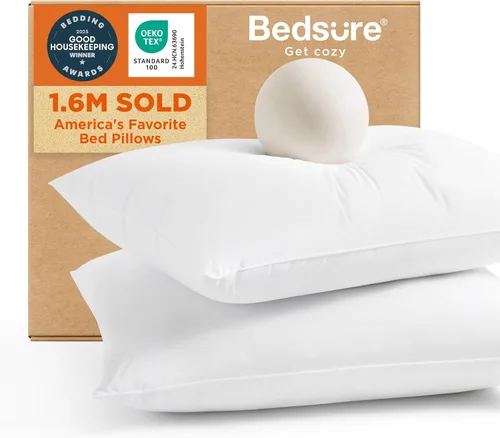 Miniatura 10 de Bedsure - Juego de 2 almohadas estándar para dormir, tamaño estándar para cama, suaves y con soporte, calidad de hotel, relleno original alternativo