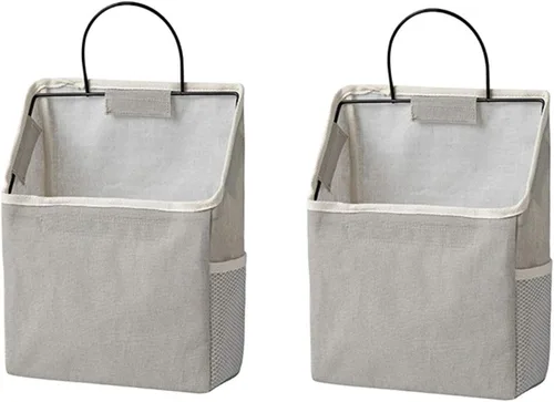Bolsas de almacenamiento para colgar en la pared, cesta organizadora de escritorio, cesta de almacenamiento colgante de lino y algodón para cocina,