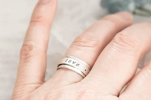 Miniatura 7 de Purity Ring True Love Waits Stamped Sterling Silver Spinner Ring