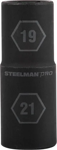 STEELMAN PRO Enchufe de impacto de doble extremo de 6 puntos, 0.748 in x 0.827 in, acero duradero resistente a la corrosión, llamadas grabadas con