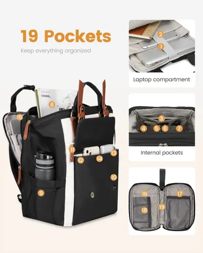 Miniatura 3 de Mochila para portátil para mujeres, mochila de trabajo, mochila de viaje, mochila de conmutador, mochilas escolares universitarias, 15,6 pulg.