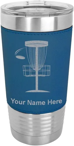 Miniatura 16 de LaserGram Vaso aislado al vacío de 20 onzas, Disc Golf, grabado personalizado incluido (piel sintética, estilo béisbol)