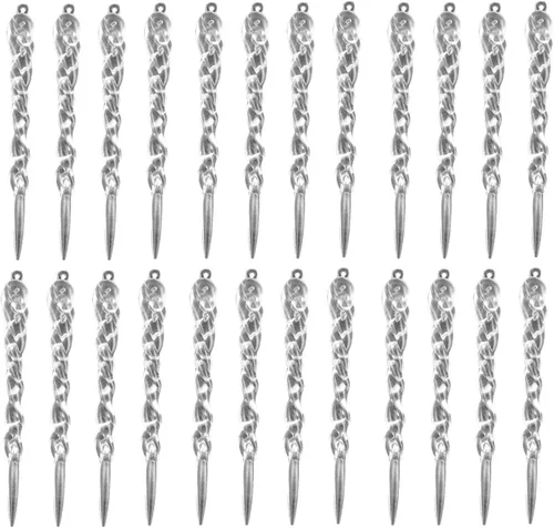 24 unidades de carámbanos colgantes de plástico con gota para árbol de Navidad, decoraciones de boda y fiesta (transparencia)