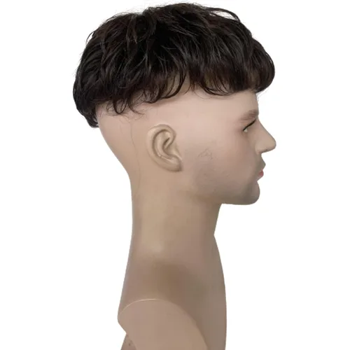 Miniatura 4 de Voloria Sistemas europeos de reemplazo de cabello humano virgen tupé para hombres, encaje suizo suave frontal mono encaje superior grueso PU