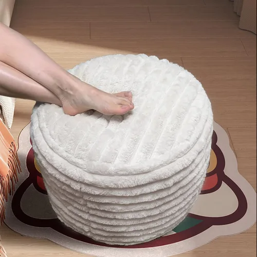 Puf otomano de relleno redondo para reposapiés, pufs de piel sintética con relleno de trozos de espuma, cojín otomano de almacenamiento, silla de