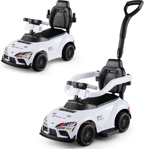 Miniatura 11 de Costzon Coche de empuje para niños pequeños, 3 en 1 Cochecito deslizante para caminar con licencia de Toyota con mango, música, barandilla