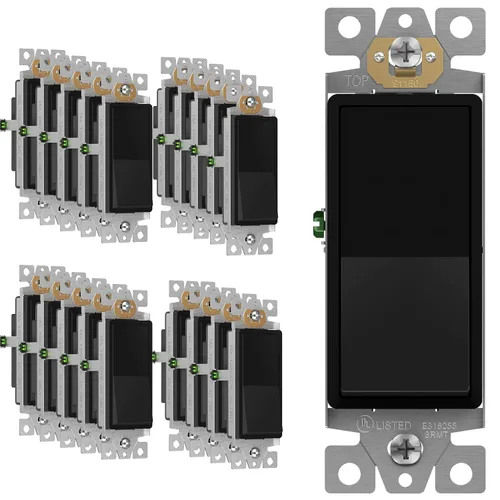 Miniatura 31 de ENERLITES Decorator Paddle Rocker Interruptor de luz, acabado brillante, un solo polo, 3 cables, tornillo de tierra, grado residencial, 15 A, 120