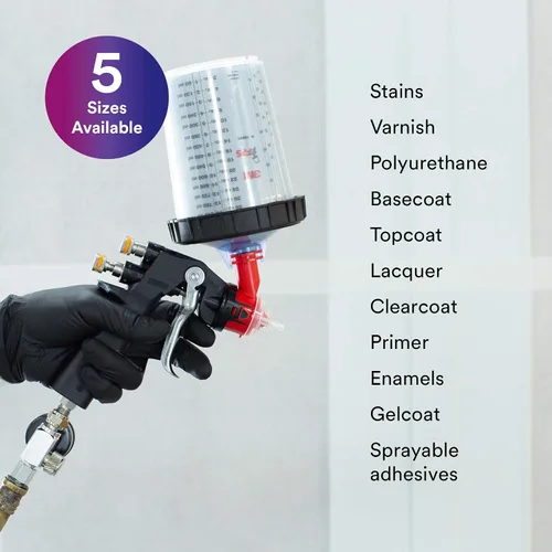 Miniatura 4 de 3M PPS (Serie Original) Kit de Tapas y Forros para Tazas de Pistola de Pintura, 16000, Estándar, 22 oz, Filtro de 200 Micrones, Uso con Pistola
