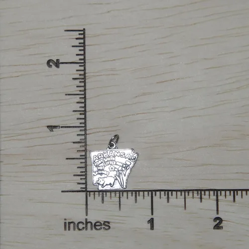 Miniatura 3 de LGU Colgante de plata de ley oxidada con mapa del estado de Arkansas