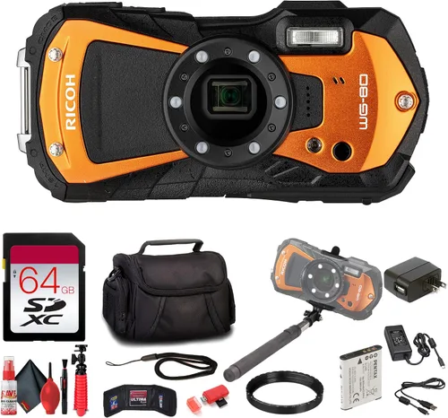 Miniatura 9 de Ricoh WG-80 - Cámara digital resistente e impermeable (negro) a prueba de golpes, diseño compacto a prueba de congelación, luces macro LED de video