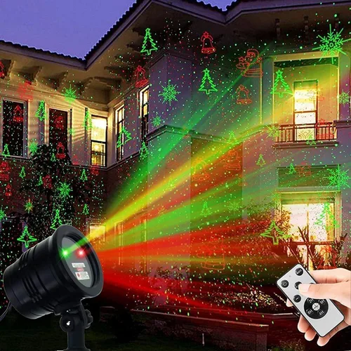 Luces Proyector de Navidad para Exteriores Luces Láser Navideñas para Exteriores Foco de Paisaje Ducha de Estrellas Rojas y Verdes con Accesibilidad